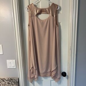 BCBGMaxAzria High Low Dress in Blush and Gold